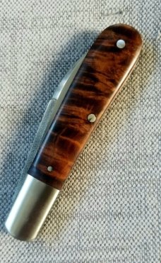 Klassic K'roo Custom Swayback W/ coa & slip, 4", N690..brushed..Pepper Tree Root Burl..