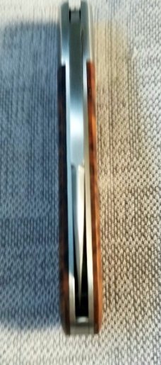 Klassic K'roo Custom Swayback W/ coa & slip, 4", N690..brushed..Pepper Tree Root Burl..