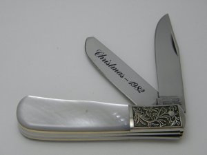 Parker Cut Co Japan Pearl Fancy Barlow Knife - Christmas 1982