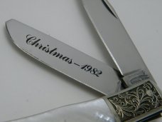 Parker Cut Co Japan Pearl Fancy Barlow Knife - Christmas 1982 Parker Cut Co Japan Pearl Fancy Barlow Knife - Christmas 1982