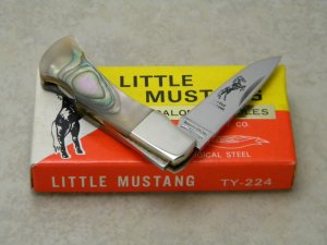 Parker Cut. Co. Japan Bone Wildlife Series Abalone "Little Mustang" Lockback Knife in Box