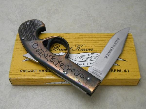 Parker Cut. Co. Japan REM-41 "Derringer" Novelty Gun-Shaped Diecast Lockback Knife in Box