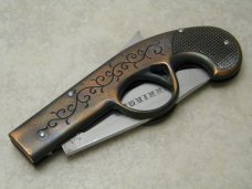 Parker Cut. Co. Japan REM-41 "Derringer" Novelty Gun-Shaped Diecast Lockback Knife in Box