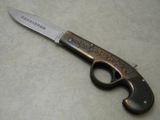 Parker Cut. Co. Japan REM-41 "Derringer" Novelty Gun-Shaped Diecast Lockback Knife in Box