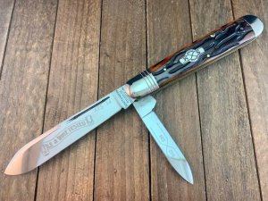 Schatt and Morgan English Jack File and Wire Series Amber Worm Groove Bone ATS-34 Blade
