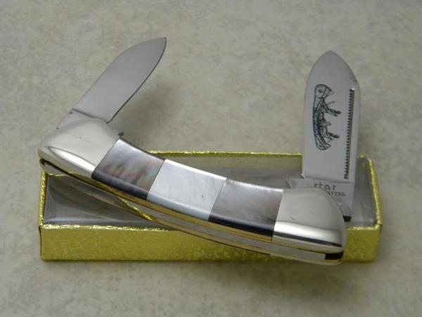 Parker-Frost Bone "Star" 2 Blade Folding Canoe Knife 