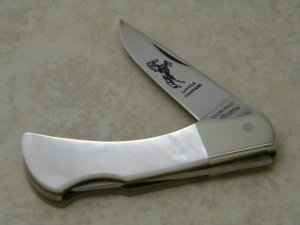 PROTOTYPE Parker Frost Japan Pearl "Little Mustang" Mini Lockback Knife