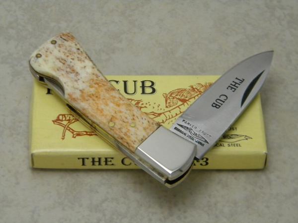Parker Frost Japan PA-3 Wildlife Series "The Cub" Bone Lockback Knife in Box
