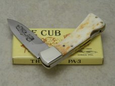 Parker Frost Japan PA-3 Wildlife Series "The Cub" Bone Lockback Knife in Box