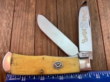 Moore Maker Mountain Man Liner Lock Trapper Natural Jigged Bone 1 of 20 Made in 2000