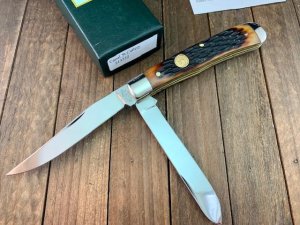 Canal Street Cutlery Trapper Amber Jigged Bone Fancy Liners 2005 Drop Dead Gorgeous!