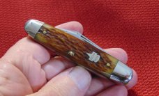NEAR MINT CONDITION KEEN KUTTER EQUALEND JACK KNIFE ROGERS BONE HANDLES 1940-1960 ETCHED
