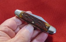 NEAR MINT CONDITION KEEN KUTTER EQUALEND JACK KNIFE ROGERS BONE HANDLES 1940-1960 ETCHED