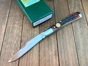 Canal Street Cutlery Half  Moon Trapper Amber Jigged Bone