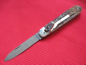 Vintage German BOKER 715R Stag Leverlock Switchblade Knife