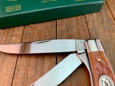 Moore Maker Trapper with Liner Locking Primary Blade Burnt Orange Jigged Bone  1998
