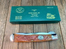 Moore Maker Trapper with Liner Locking Primary Blade Burnt Orange Jigged Bone 1998 Moore Maker Trapper with Liner Locking Primary Blade Burnt Orange Jigged Bone 1998