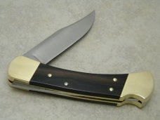 Buck 110 USA Hunter Wood Folding Lockback Knife & Pouch in Box - 4 Dot Marking c.1981-1986