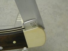 Buck 110 USA Hunter Wood Folding Lockback Knife & Pouch in Box - 4 Dot Marking c.1981-1986