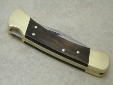 Buck 110 USA Hunter Wood Folding Lockback Knife & Pouch in Box - 4 Dot Marking c.1981-1986