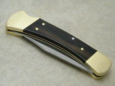 Buck 110 USA Hunter Wood Folding Lockback Knife & Pouch in Box - 4 Dot Marking c.1981-1986