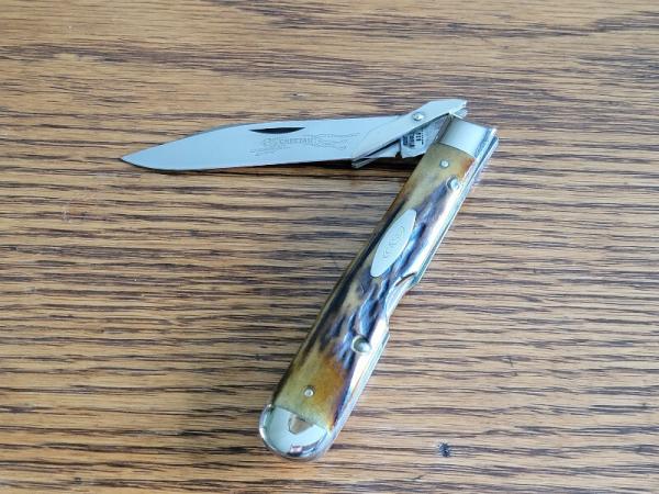 1971 CASE XX USA 5111 1/2 Stag CHEETAH Swing Guard Lockback Knife 9 dots SMALL Tang Stamp