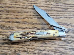 1971 CASE XX USA 5111 1/2 Stag CHEETAH Swing Guard Lockback Knife 9 dots Large Tang Stamp