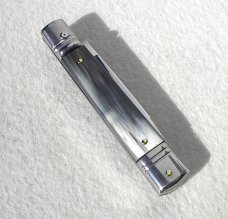 NOS AKC 8" CLASSIC SLIM LEVER LOCK SWEDGE BLADE, GENUINE BRAZILIAN HORN - MANIAGO ITALY