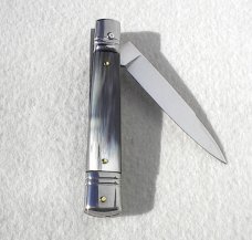 NOS AKC 8" CLASSIC SLIM LEVER LOCK SWEDGE BLADE, GENUINE BRAZILIAN HORN - MANIAGO ITALY