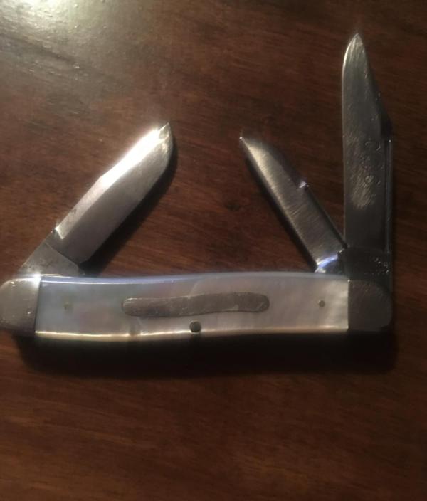 WOW !! OLD STOCKMAN WITH LARGE HEAVY PEARL UNBROKEN CURTIN & CLARK-TIDOUTE CUTLERY