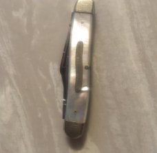 WOW !! OLD STOCKMAN WITH LARGE HEAVY PEARL UNBROKEN CURTIN & CLARK-TIDOUTE CUTLERY