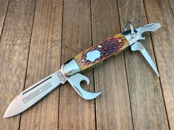A.G. Russell Premium Scout Knife Amber Jigged Bone 2004