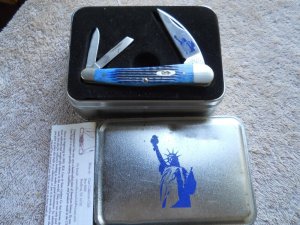 Case XX Blue Bone 4" Seahorse Whittler 6355 WH Statute of Liberty 