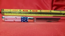 Great Eastern Cutlery 49 Flag Acrylic Tidioute Knife. New W/tube button & waxed paper. 1st Quality!