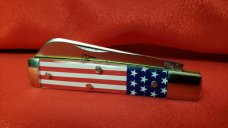 Great Eastern Cutlery 49 Flag Acrylic Tidioute Knife. New W/tube button & waxed paper. 1st Quality!