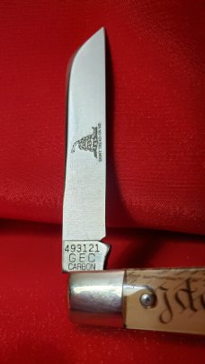 Great Eastern Cutlery 49 Flag Acrylic Tidioute Knife. New W/tube button & waxed paper. 1st Quality!