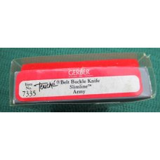 Gerber Touche Slimline Belt Buckle Knife. ARMY. In The Box. ...................................(987) Gerber Touche Slimline Belt Buckle Knife. ARMY. In The Box. ...................................(987)