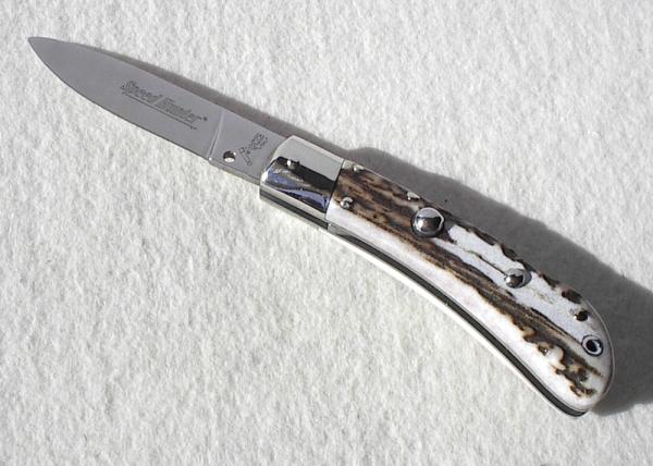 NEW OLD STOCK CLASSIC GENUINE STAG ITALIAN AKC AUTO SPEED HUNTER NICKEL SILVER BOLSTERS