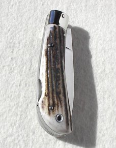 NEW OLD STOCK CLASSIC GENUINE STAG ITALIAN AKC AUTO SPEED HUNTER NICKEL SILVER BOLSTERS