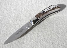 NEW OLD STOCK CLASSIC GENUINE STAG ITALIAN AKC AUTO SPEED HUNTER NICKEL SILVER BOLSTERS