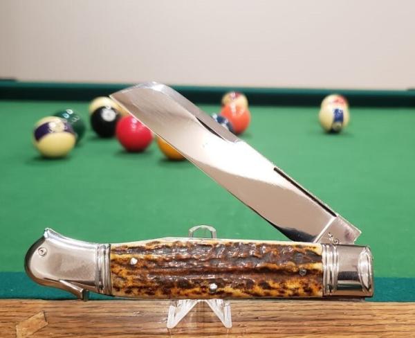 Big Custom Made Bird's Head Bolster Knife, Premium stag handle Big Custom Made Bird's Head Bolster Knife, Premium stag handle