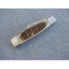 Vintage Queen(Crown) U.S.A., 1983, Etched, Pick-Bone Handle Gunstock Pattern Pocket Knife Vintage Queen(Crown) U.S.A., 1983, Etched, Pick-Bone Handle Gunstock Pattern Pocket Knife