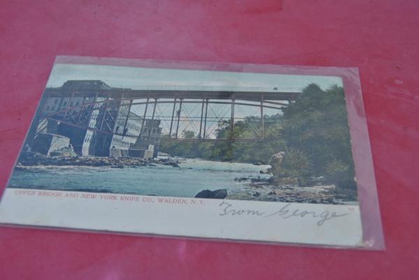 New York Knife Co. Post Card 1908 Color Factory And Bridge Over River Walden NY Great Knife History New York Knife Co. Post Card 1908 Color Factory And Bridge Over River Walden NY Great Knife History