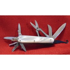 USED CONDITION H. CROMWELL CRITERION ( NEW YORK CITY ) MULTI-BLADE GENUINE PEARL KNIFE 1843-1860 USED CONDITION H. CROMWELL CRITERION ( NEW YORK CITY ) MULTI-BLADE GENUINE PEARL KNIFE 1843-1860