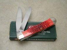 Case XX USA 2002 6254 Dark Red Bone Trapper Knife in Box