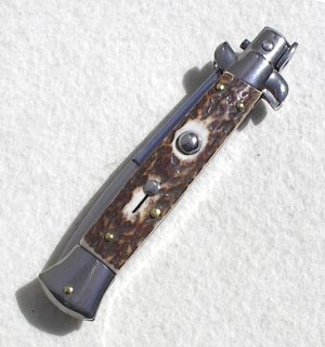NEW FRANK BELTRAME 9" GENUINE STAG ITALIAN STILETTO 