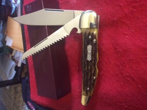CASE XX SOLINGEN GERMANY DE 162500L 5” LONG GREEN BONE HANDLE DOUBLE LOCK BACK WITH TWO 440C BLADES 