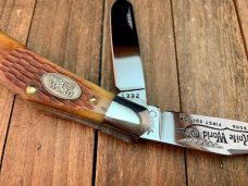 Cripple Creek Effingham Small Trapper For Knife World 1982 Honey Comb Jigged Bone
