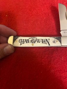 2014 Case XX USA 06154 SS White Bone Handle With Black Happy Halloween Trim And Single Blade 2014 Case XX USA 06154 SS White Bone Handle With Black Happy Halloween Trim And Single Blade