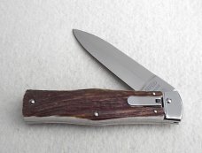 NEW OLD STOCK MIKOV PREDATOR CZECH REPUBLIC GENUINE STAG LEVER LOCK - W/ LEATHER BELT SHEATH